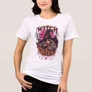 Premium Witch Queen Glam Rhinestone Faux Diamond Tri-Blend Shirt