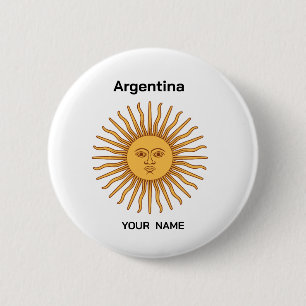 Prendedor Argentina Sol de Mayo Nombre Personaliza 6 Cm Round Badge