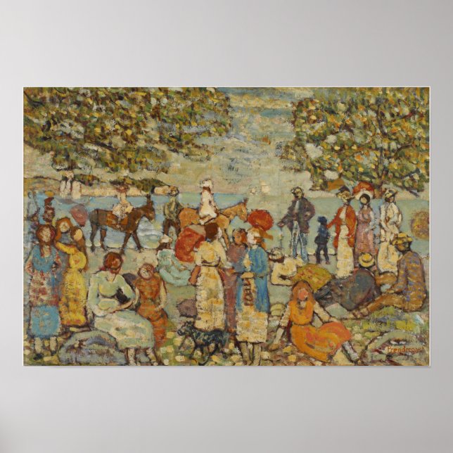 Prendergast - Beach Scene With Donkeys (Or Mules) Poster (Front)