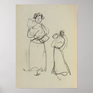 Prendergast - Two Standing Women Holding Infants Poster