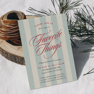 Prep Stripe Holiday Favorite Things Party Invitation