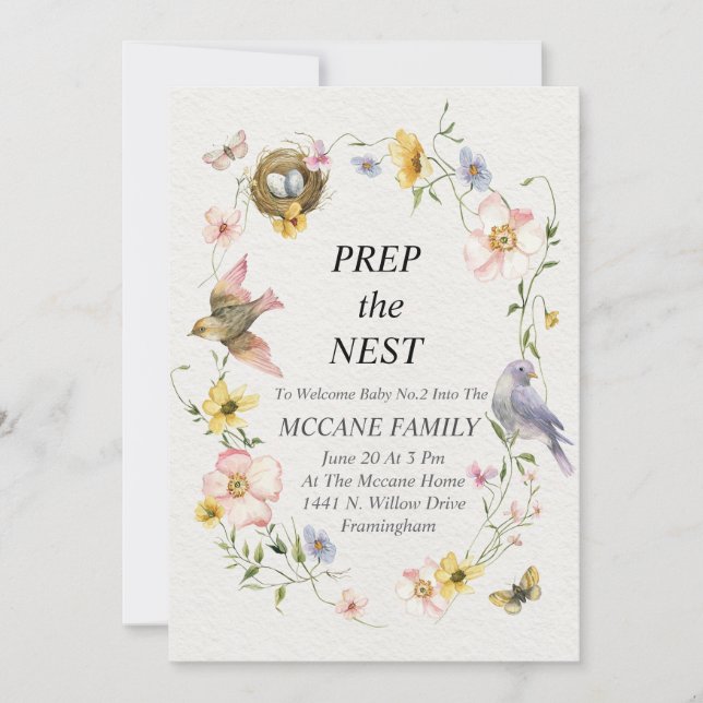 Prep The Nest: A Celebration For The New Arrival Invitation (Front)