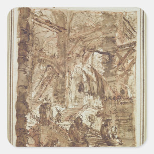 Preparatory drawing for plate number VIII Square Sticker