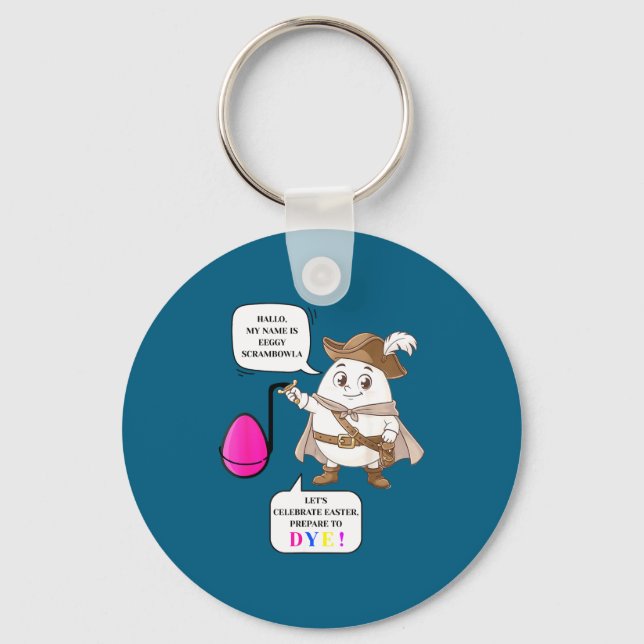 Prepare to dye funny easter egg dying  key ring (Front)