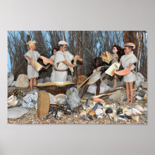 Preparing for a prehistoric hunt.  poster