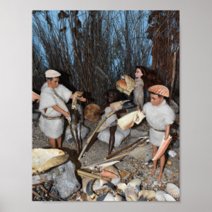 Preparing for a prehistoric hunt.  poster