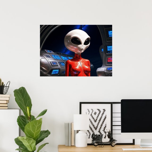 Preparing For Flight AI Alien Art  Poster (Home Office)