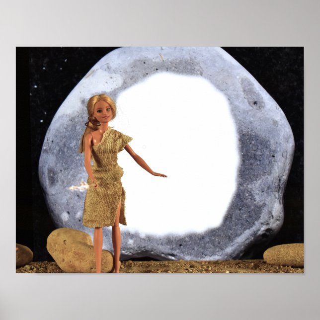 Preparing for painting a large rock.  poster (Front)