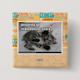 Preparing For Ticklemonster Attack 15 Cm Square Badge