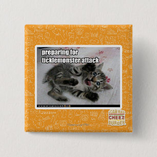 Preparing For Ticklemonster Attack 15 Cm Square Badge