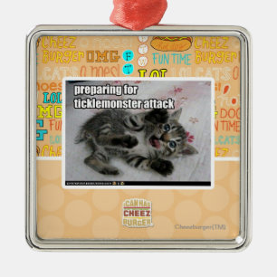 Preparing For Ticklemonster Attack Metal Ornament