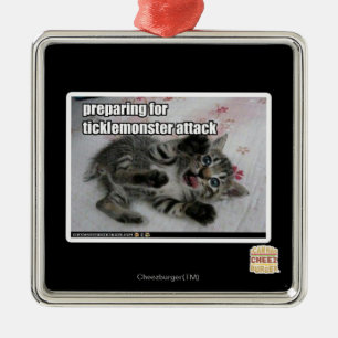 Preparing For Ticklemonster Attack Metal Ornament