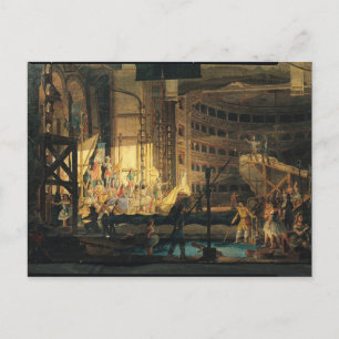 Preparing Scenery in a Theatre Postcard