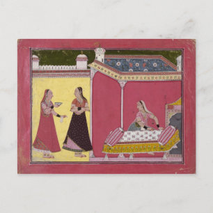 Preparing the Bed, Bilaspur, c.1690-1700 Postcard
