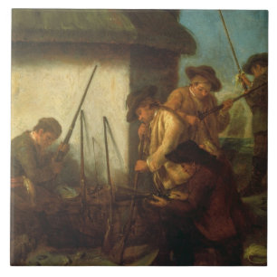 Preparing the Guns (oil on canvas) Ceramic Tile