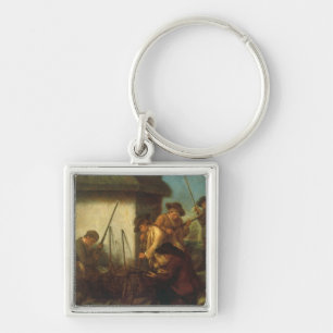 Preparing the Guns (oil on canvas) Key Ring