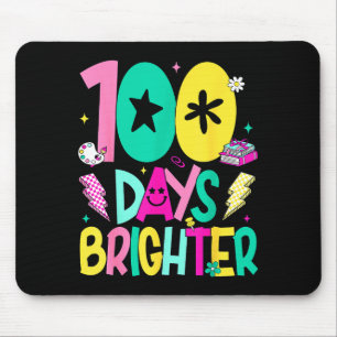 Preppy 100 Days Brighter Happy 100th Day Of School Mouse Pad