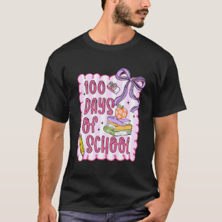 Preppy 100 Days of School Coquette Bow Pencil Teac T-Shirt