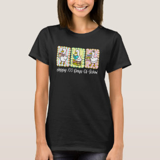 Preppy 100 Days of School Goose Coffee Books Teach T-Shirt