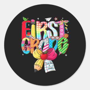 Preppy 1st Grade Dream Team Back To School Teacher Classic Round Sticker