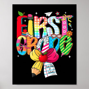 Preppy 1st Grade Dream Team Back To School Teacher Poster