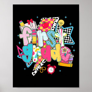 Preppy 1st Grade Dream Team Back To School Teacher Poster