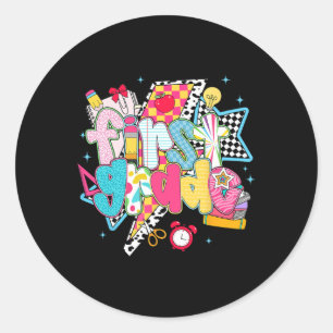 Preppy 1st Grade Dream Team Ck To School Teachers Classic Round Sticker