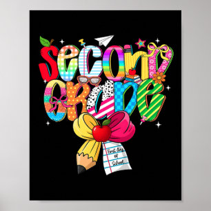 Preppy 2nd Grade Dream Team Back To School Teacher Poster