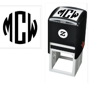 Preppy 3 Initial Circle Monogram Framed 2X Self-inking Stamp