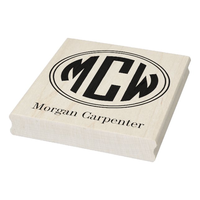 Preppy 3 Initial Circle Monogram Name 2TN Framed Rubber Stamp (Stamp)