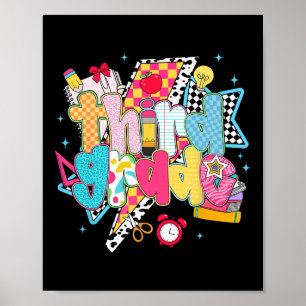 Preppy 3rd Grade Dream Team Back To School Teacher Poster