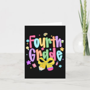 Preppy 4th Grade Back To School First Day Of Fourt Card