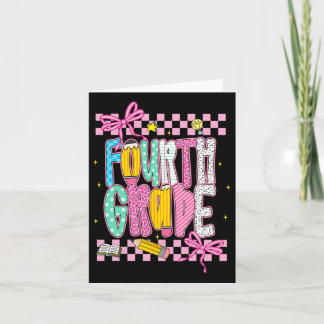 Preppy 4th Grade Back To School First Day Of Fourt Card