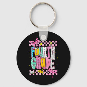 Preppy 4th Grade Back To School First Day Of Fourt Key Ring