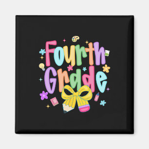 Preppy 4th Grade Back To School First Day Of Fourt Magnet