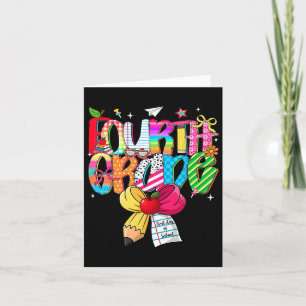 Preppy 4th Grade Dream Team Back To School Teacher Card