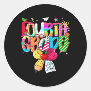 Preppy 4th Grade Dream Team Ck To School Teachers Classic Round Sticker