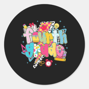 Preppy 4th Grade Dream Team Ck To School Teachers  Classic Round Sticker