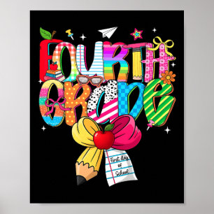 Preppy 4th Grade Dream Team Ck To School Teachers Poster