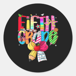 Preppy 5th Grade Dream Team Back To School Teacher Classic Round Sticker