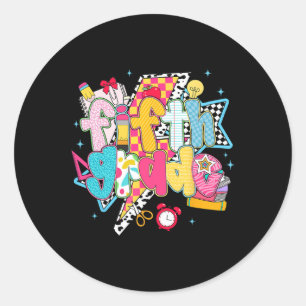 Preppy 5th Grade Dream Team Back To School Teacher Classic Round Sticker