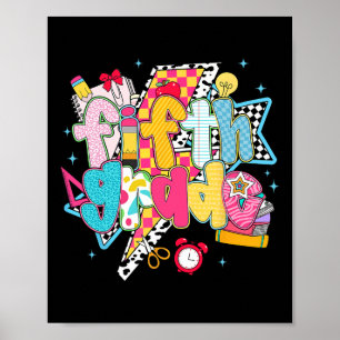 Preppy 5th Grade Dream Team Back To School Teacher Poster