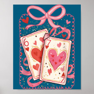 Preppy 6 7 Valentine Couple Love Hearts Playing Ca Poster