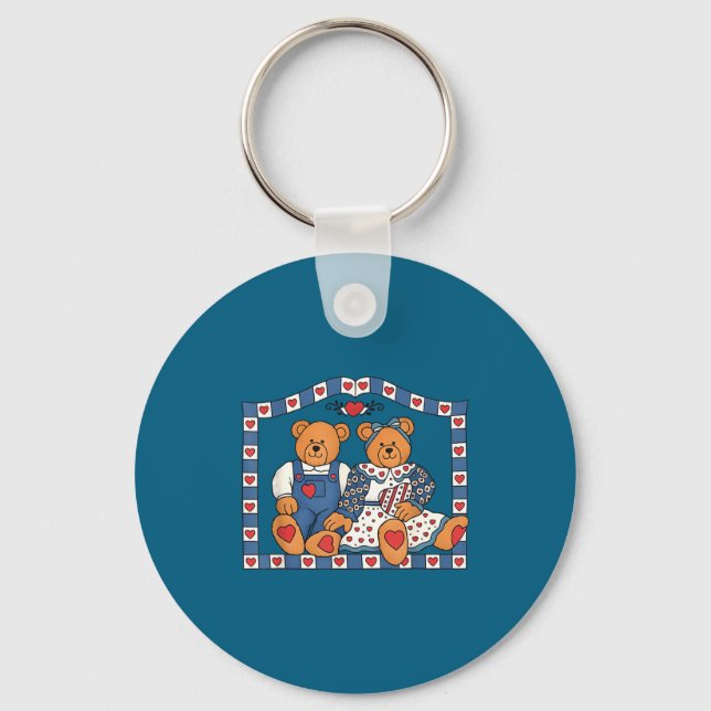Preppy 90s Frame Teddy Bear Key Ring (Front)