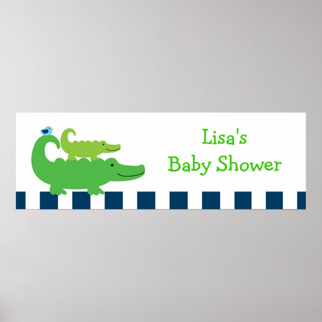Preppy Alligator Personalised Banner Sign (Front)