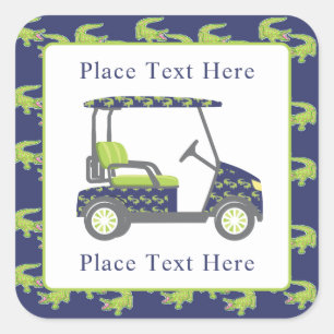 Preppy Alligators Golf Cart Square Sticker