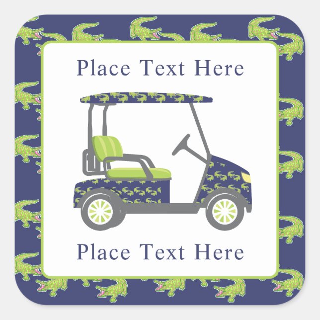 Preppy Alligators Golf Cart Square Sticker (Front)