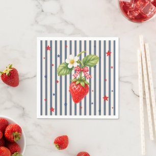 Preppy Americana Baby Shower Strawberry Gingham Napkin