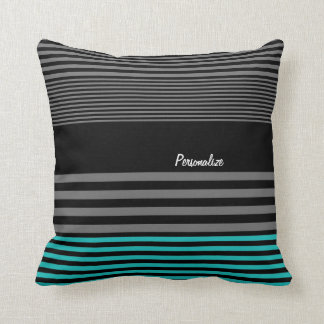 Preppy and Fresh Teal Stripes With Name Cushion