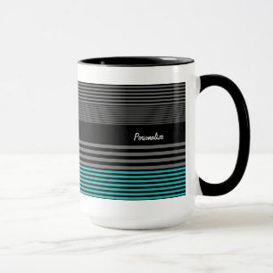Preppy and Fresh Teal Stripes With Name Mug